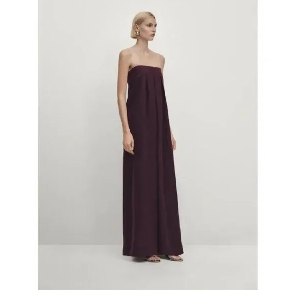 Massimo Dutti Strapless Plum Dress